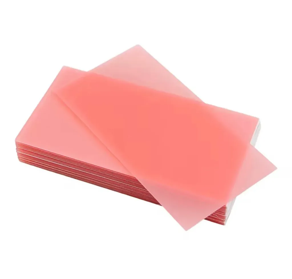 láminas de cera rosada. Caja de 30 unidades